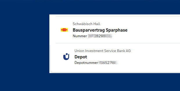 Screenshot aus OnlineBanking Verträge Verbundpartner