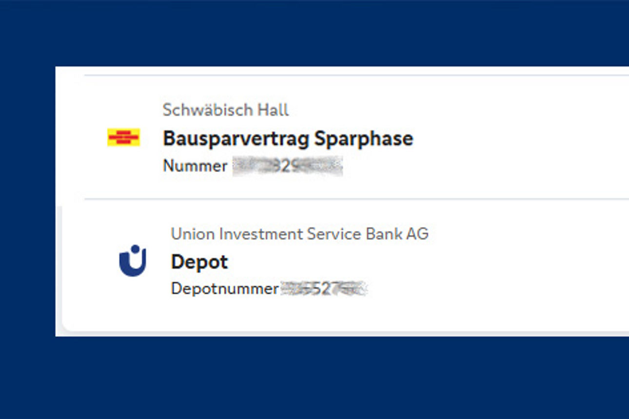 Screenshot aus OnlineBanking Verträge Verbundpartner