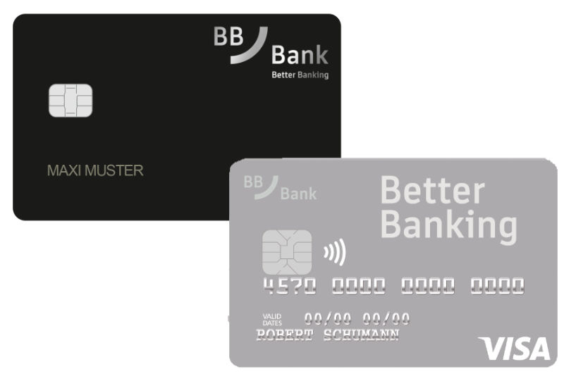 Abbildung Visa ClassicCard und schwarze Kreditkarte