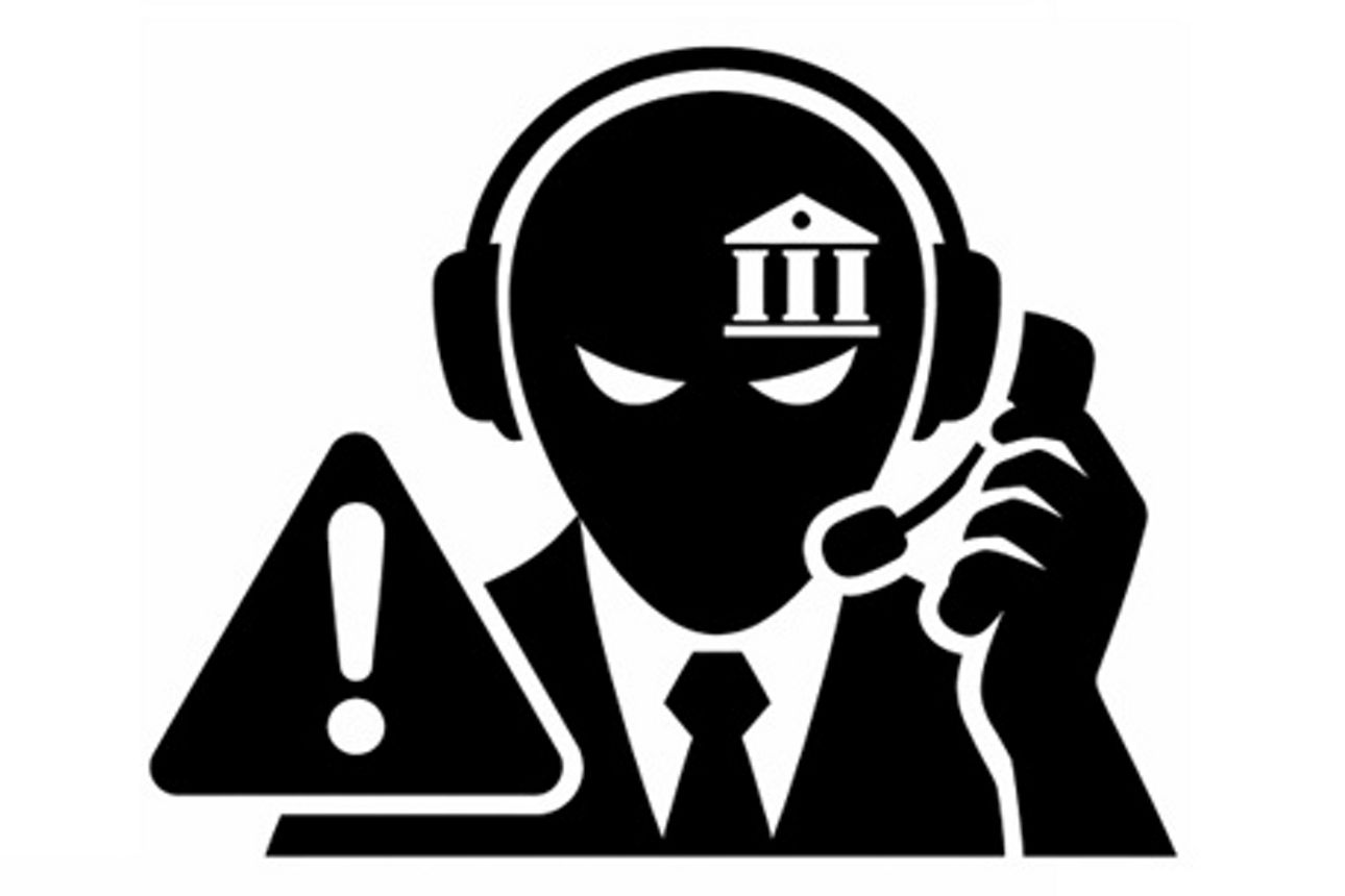 Illustration: Eine anonyme Person gibt sich am Telefon als Bankmitarbeiter aus