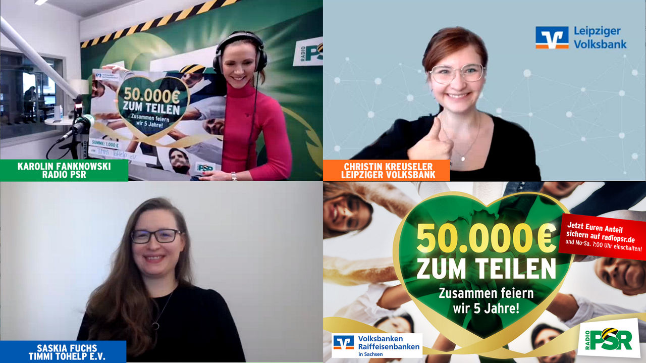 Screenshots der Spendenübergabe von 50.000 zum Teilen 2025