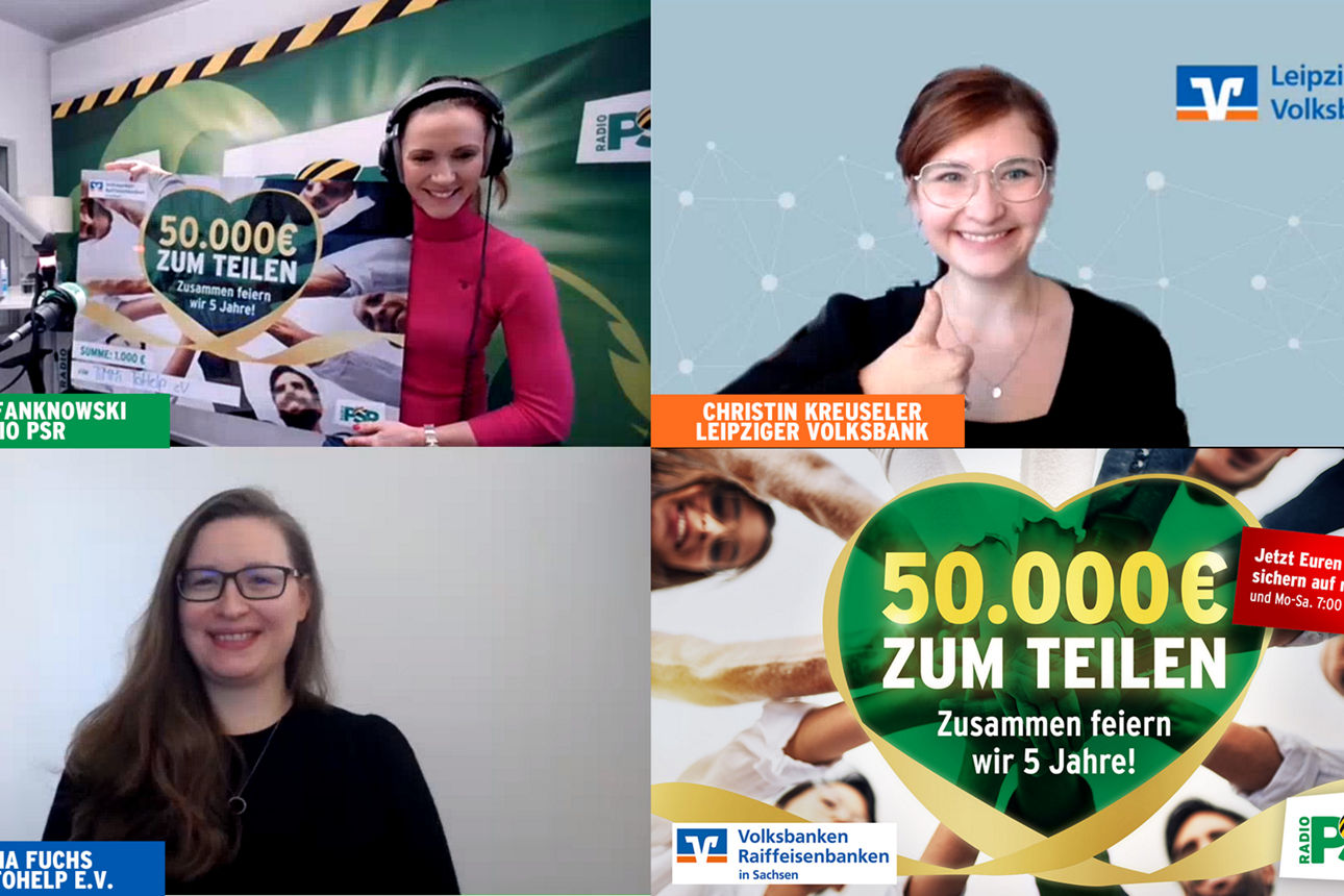 Screenshots der Spendenübergabe von 50.000 zum Teilen 2025