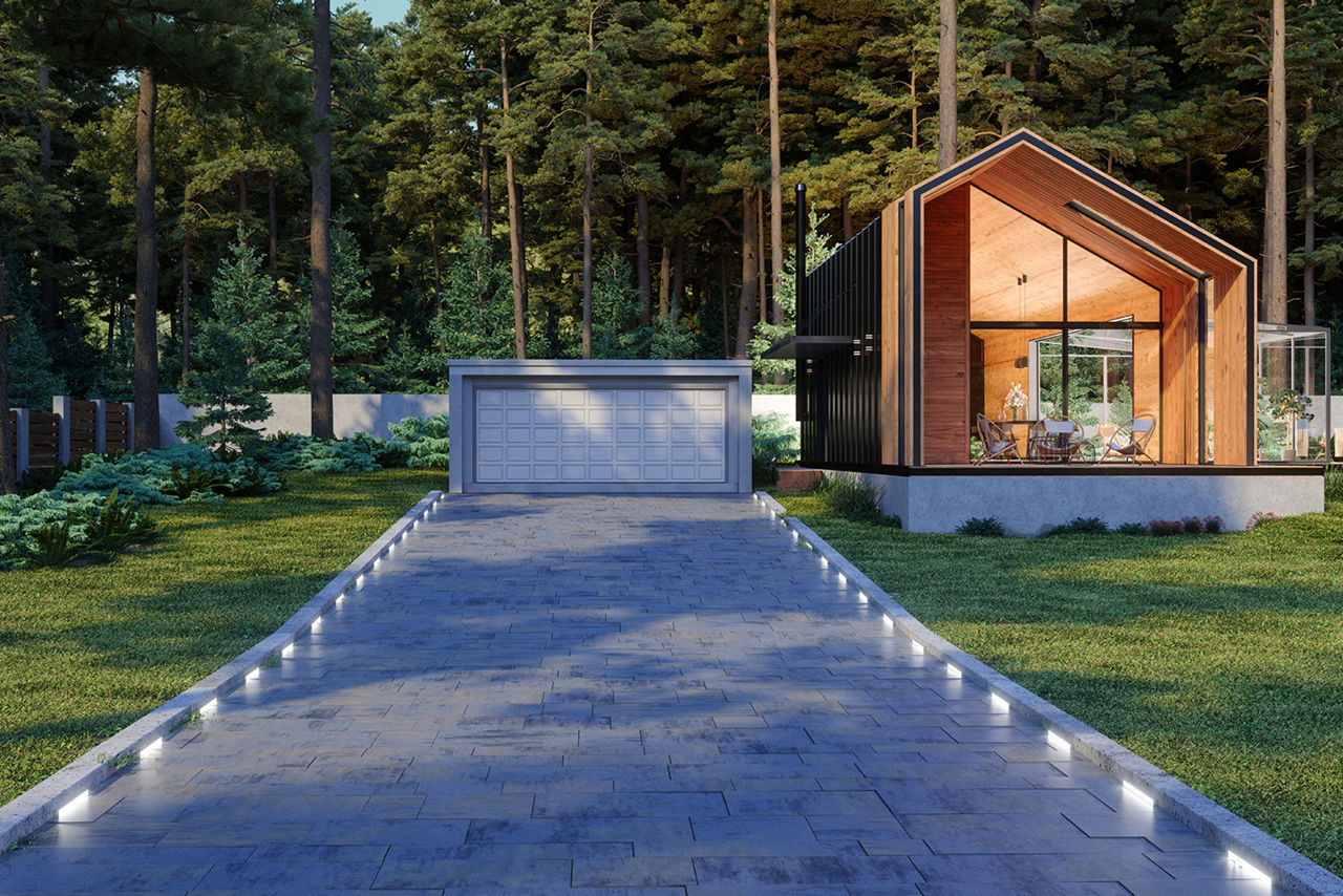 Tiny House mit einer Auffahrt
