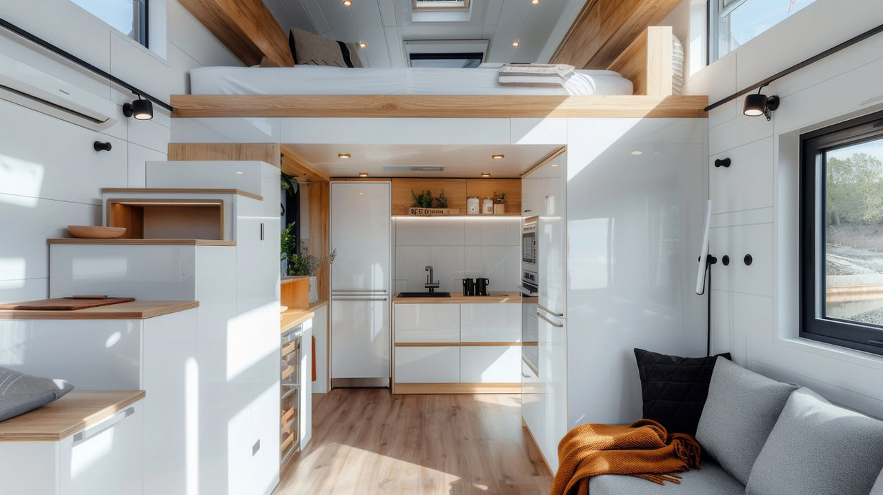 Moderne Inneneinrichtung in einem Tiny House