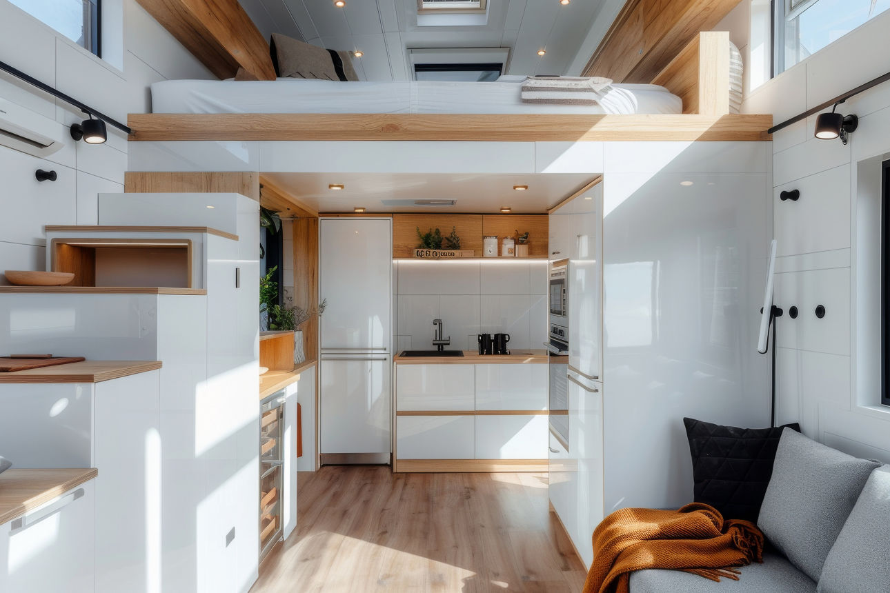 Moderne Inneneinrichtung in einem Tiny House