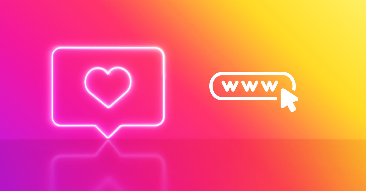Eine neonartige Grafik mit Farbverlauf, Herzsymbol und "www" mit Pfeil.