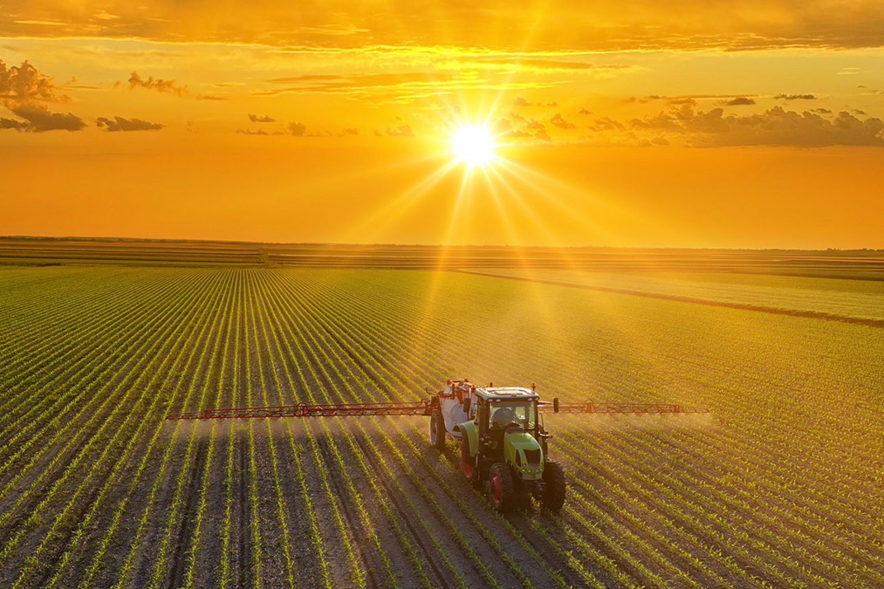 Traktor auf einem Feld