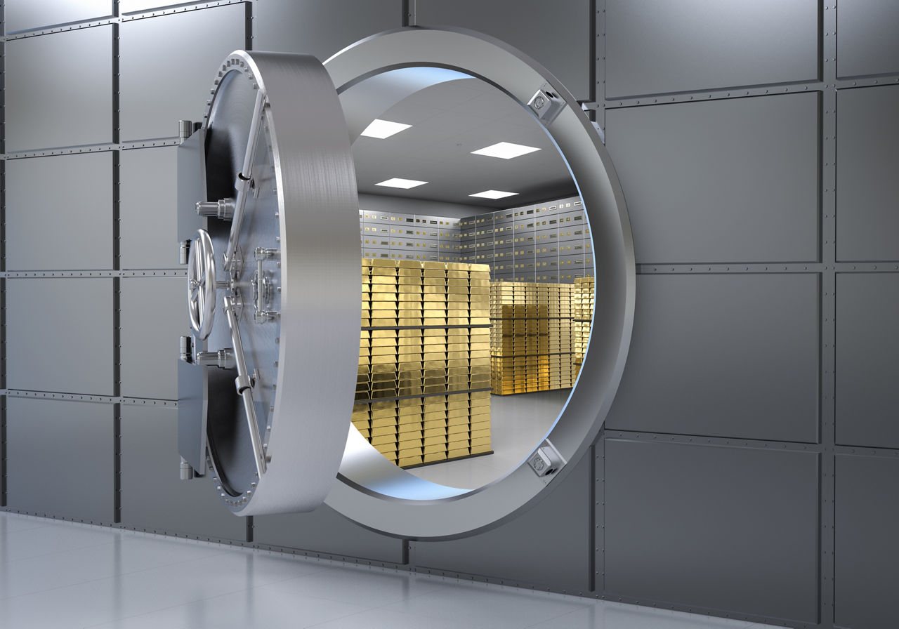 Großer Tresor mit Goldbarren
