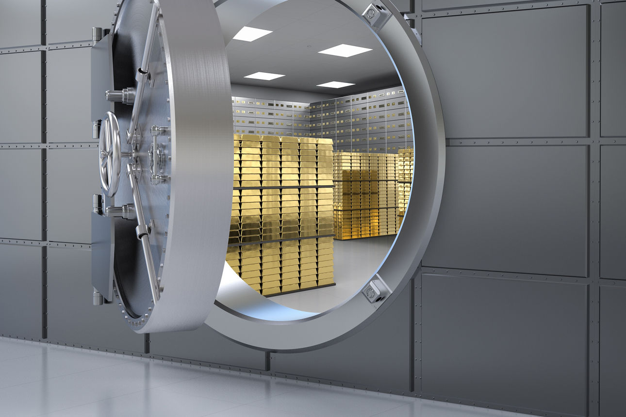 Großer Tresor mit Goldbarren