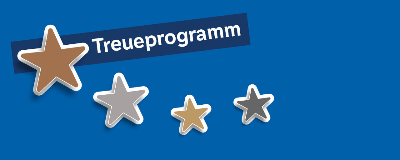 Sterne in den Farben, Bronze, Silber, Gold und Platin auf einem blauen Hintergrund
