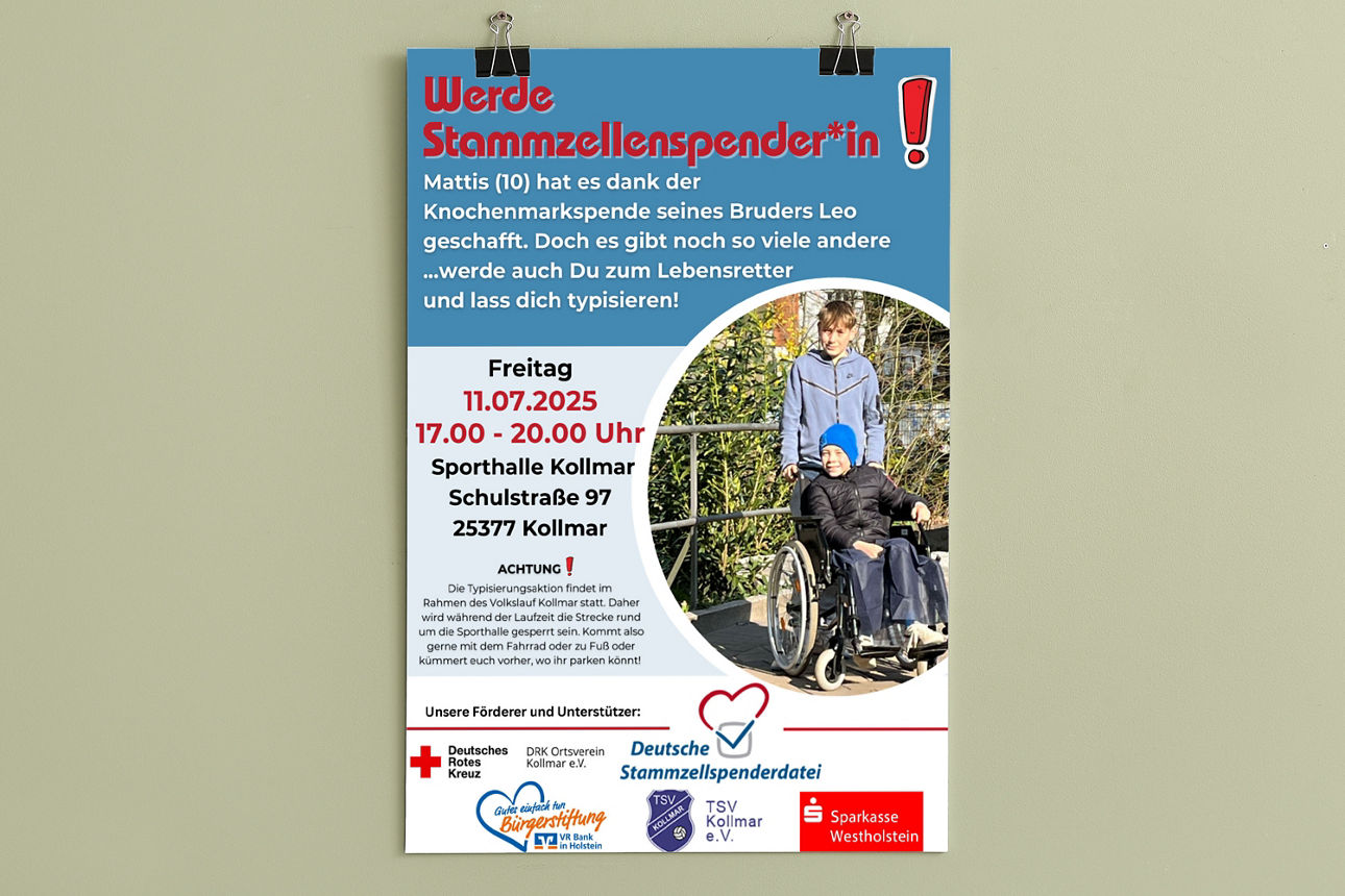 Plakat für Typisierungslauf am 11.07.2025 in Kolmar