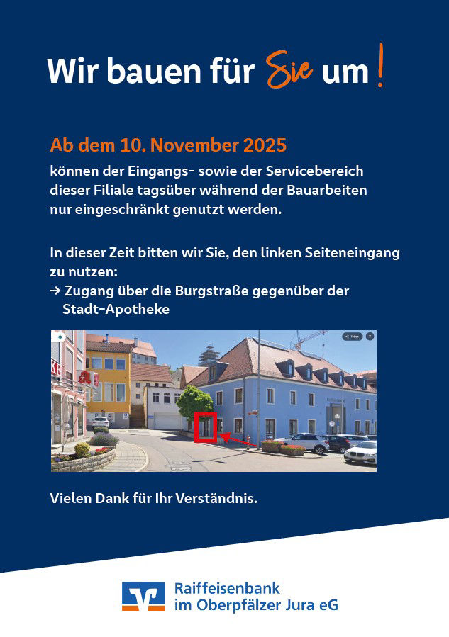 Hinweistext Umbau in Parsberg