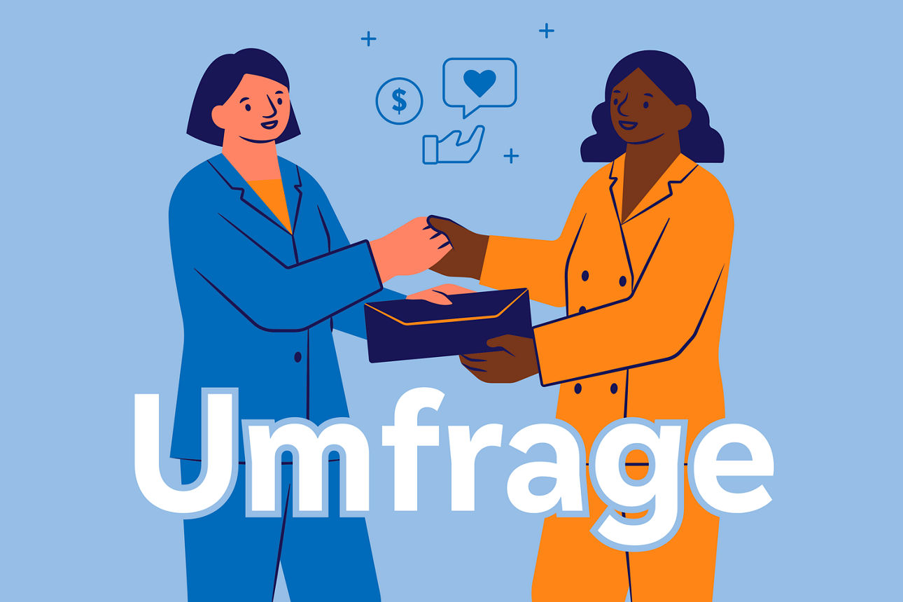 "Umfrage" Zwei Frauen reichen sich die Hände