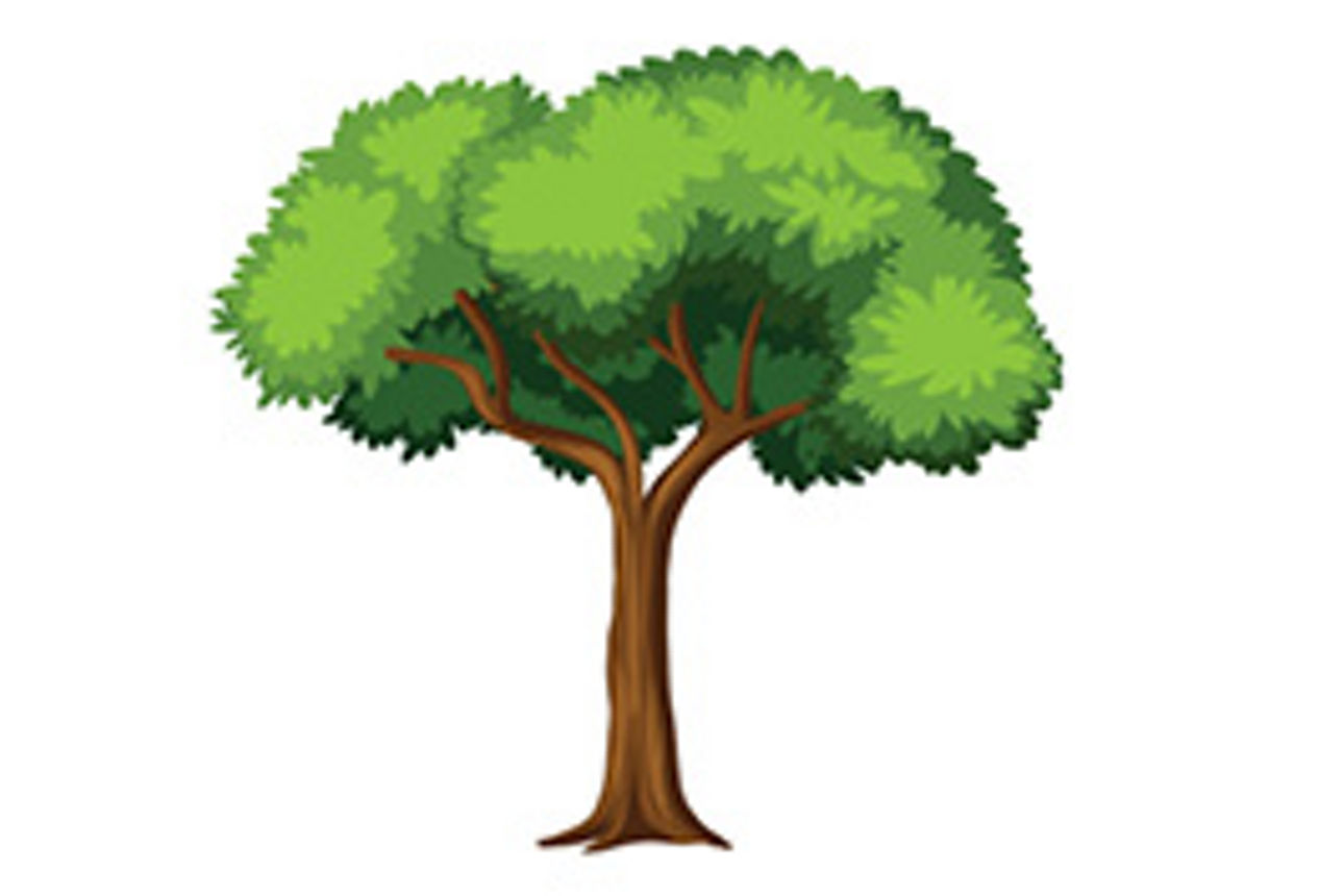 Karikatur eines Baumes mit grünen Blättern