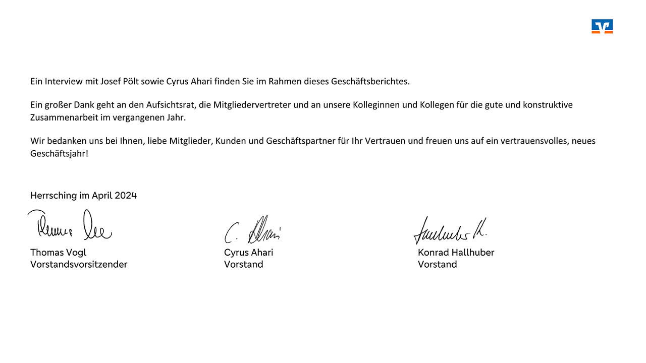 Bericht des Vorstands zum Geschäftsjahr 2023