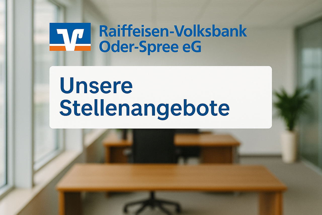 Modernes Büro mit Tageslicht und Banklogo.