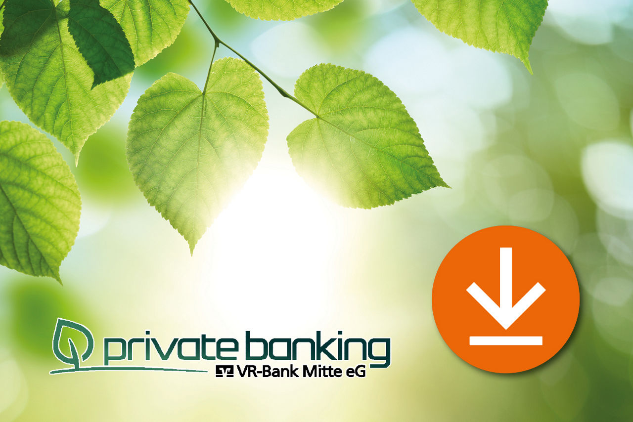 von hinten beleutete Blätter mit der Aufschrift Private Banking