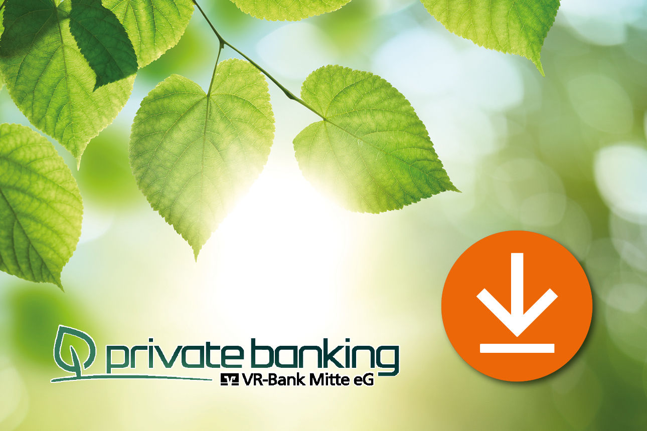 von hinten beleutete Blätter mit der Aufschrift Private Banking