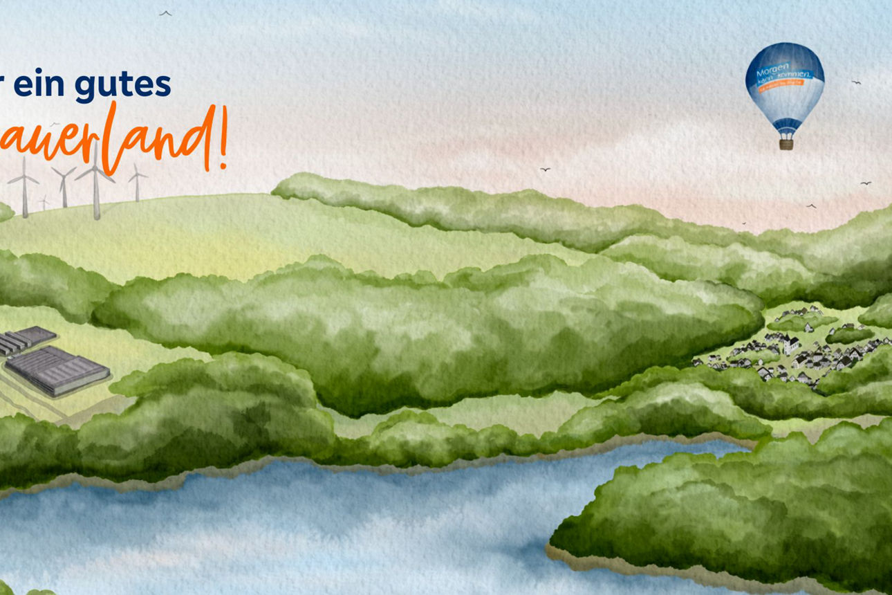 Landschaft Sauerland im Aquarell-Stil