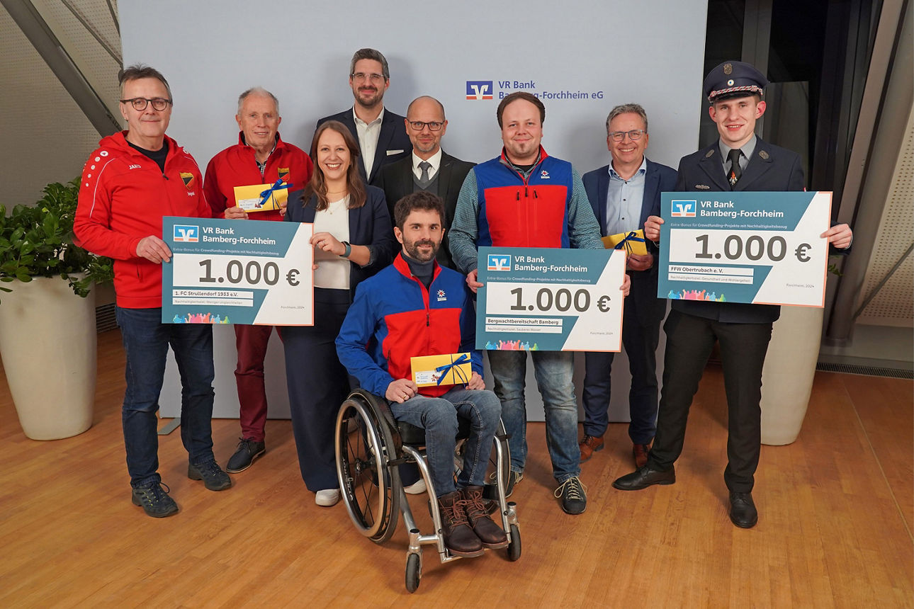 VR Bank Bamberg-Forchheim fördert nachhaltige Crowdfunding-Projekte mit einem Bonus von 3 x 1.000 Euro