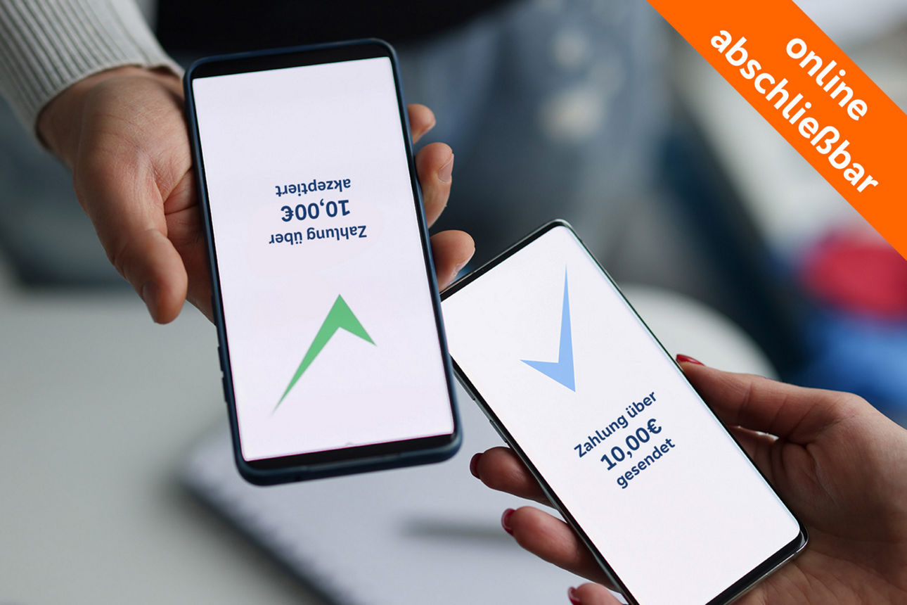 eine Zahlung wird von Smartphone zu Smartphone abgewickelt