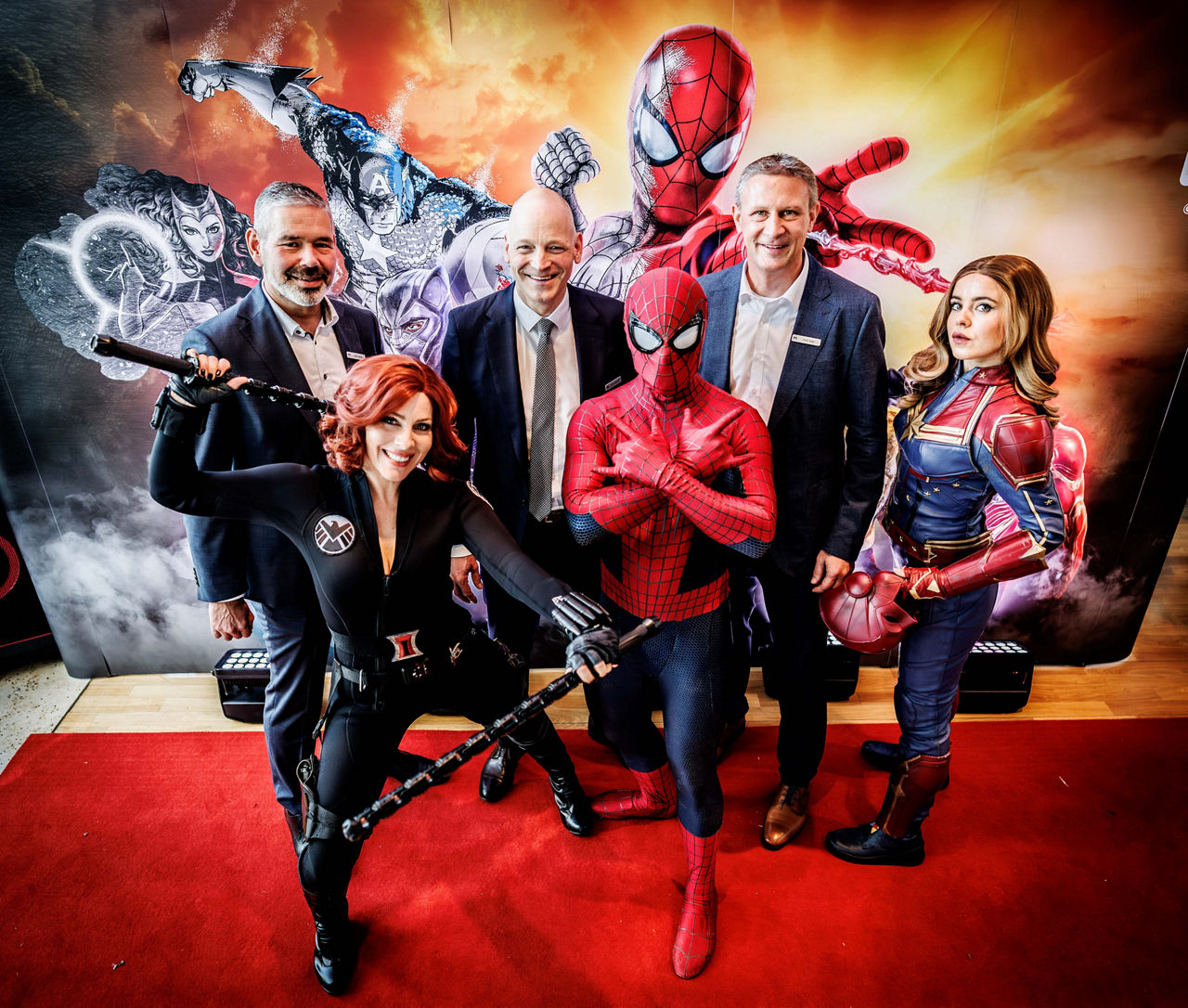 von links Heiko Herbst, Timm Häberle und Frank Kraaz mit Spiderman & Co.