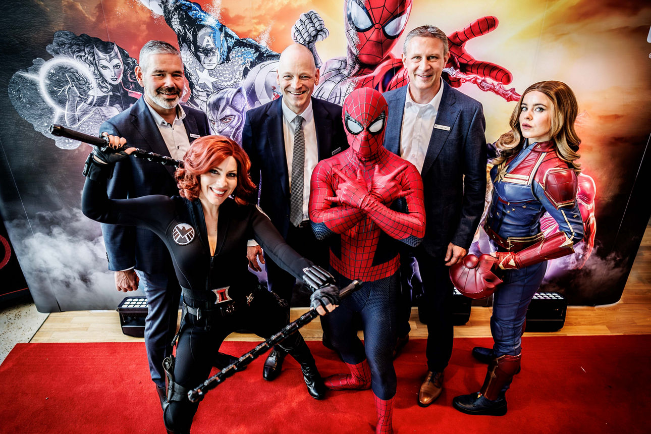  von links Heiko Herbst, Timm Häberle und Frank Kraaz mit Spiderman & Co. 