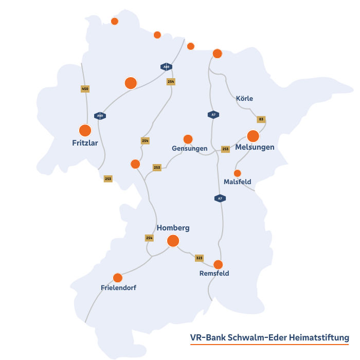 Geschäftsgebiet VR-Bank Schwalm-Eder Heimatstiftung 