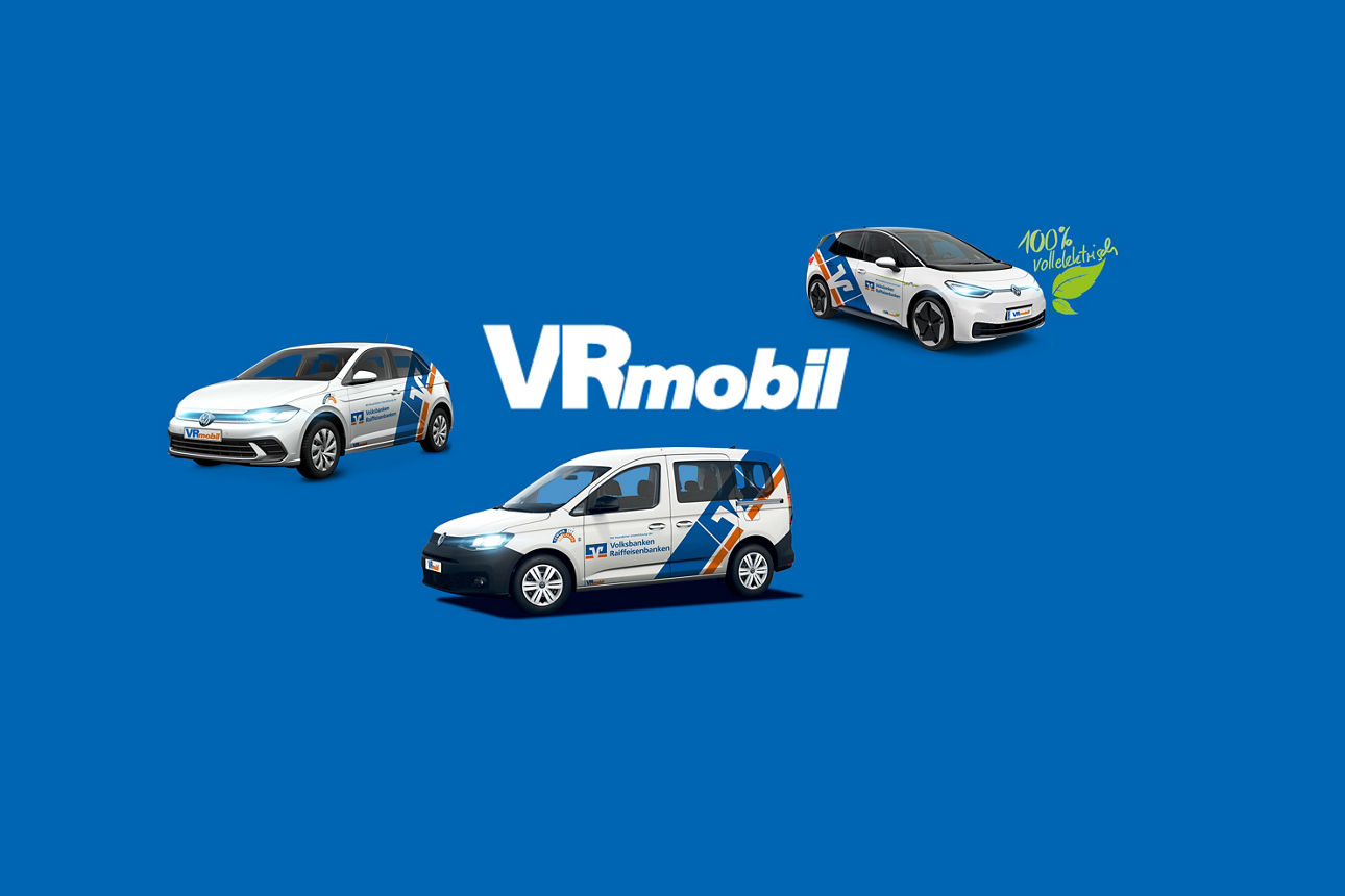 VRmobil Kollage mit VW Polo, VW Caddy, VW ID3