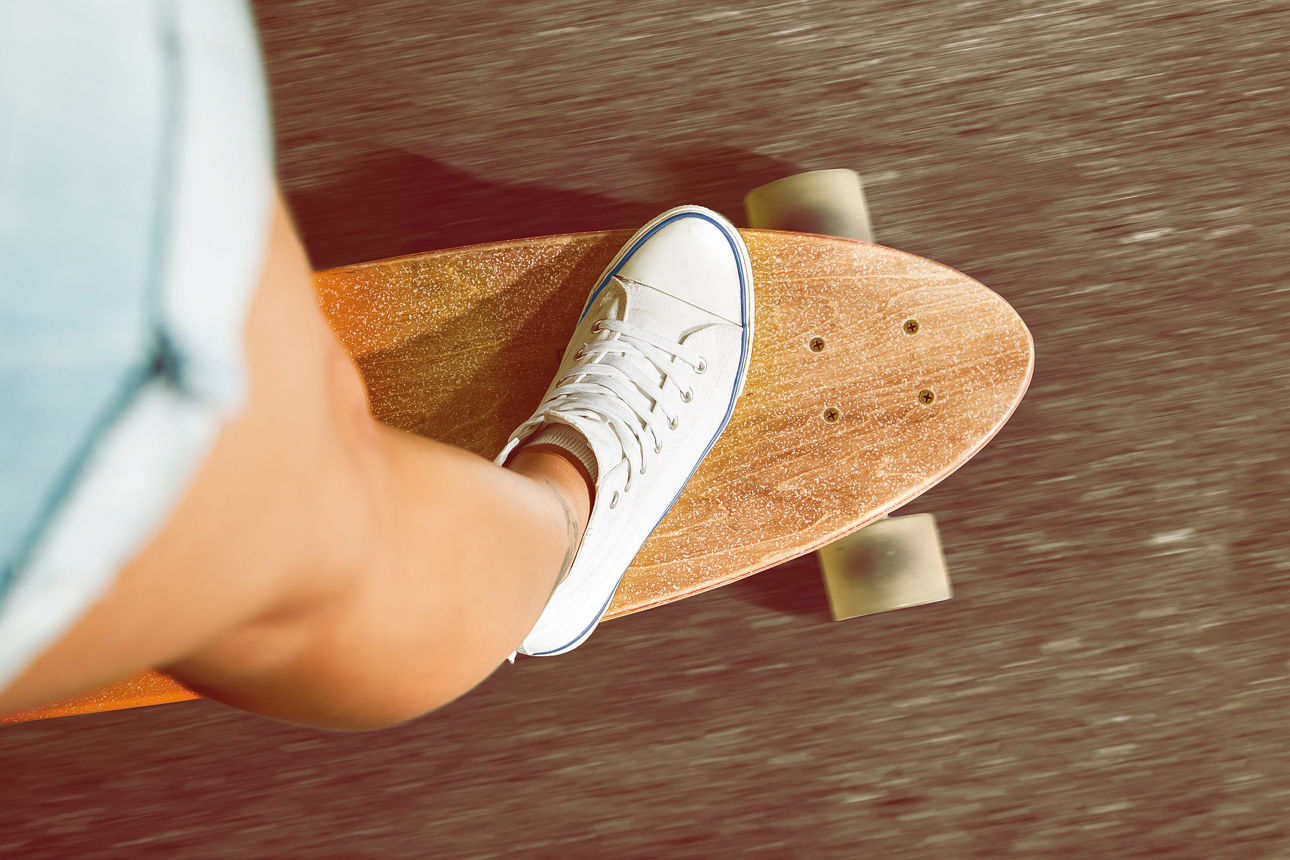 Fuß auf Skateboard