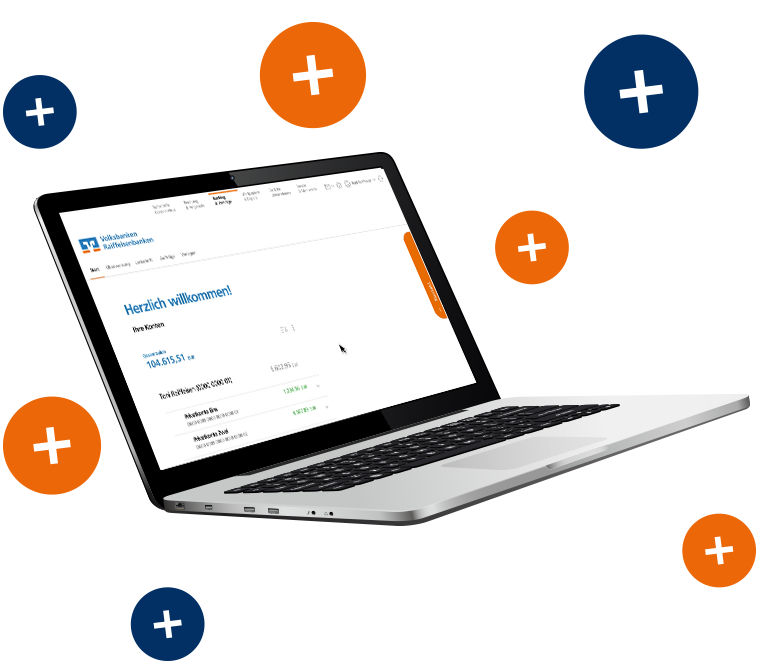 Laptop mit Online-Banking Screen