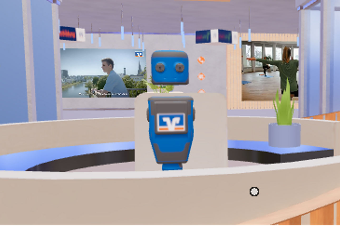 Roboter hinter Empfangstheke