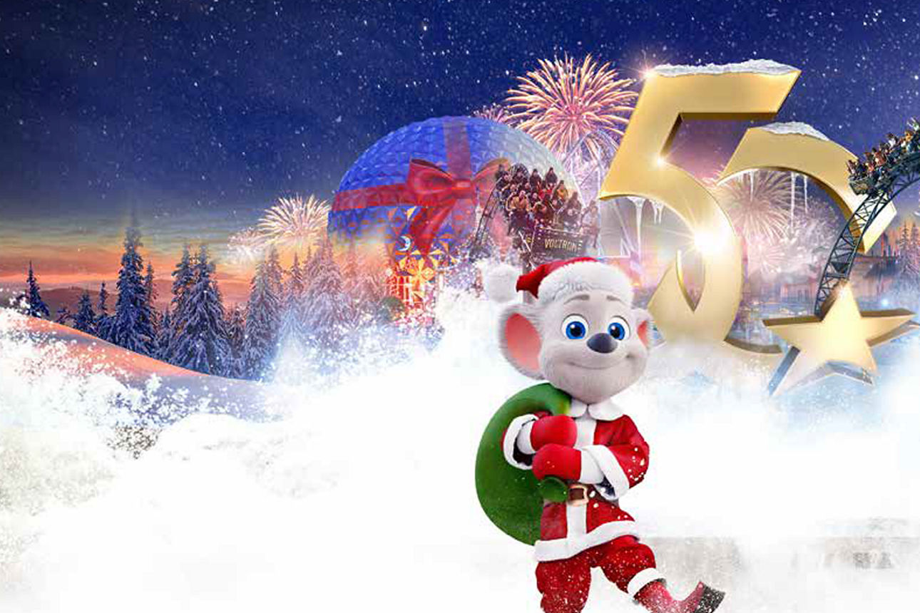 Landschaftsbild mit integrierten Attraktionen aus dem Tripsdrill Erlebnispark.