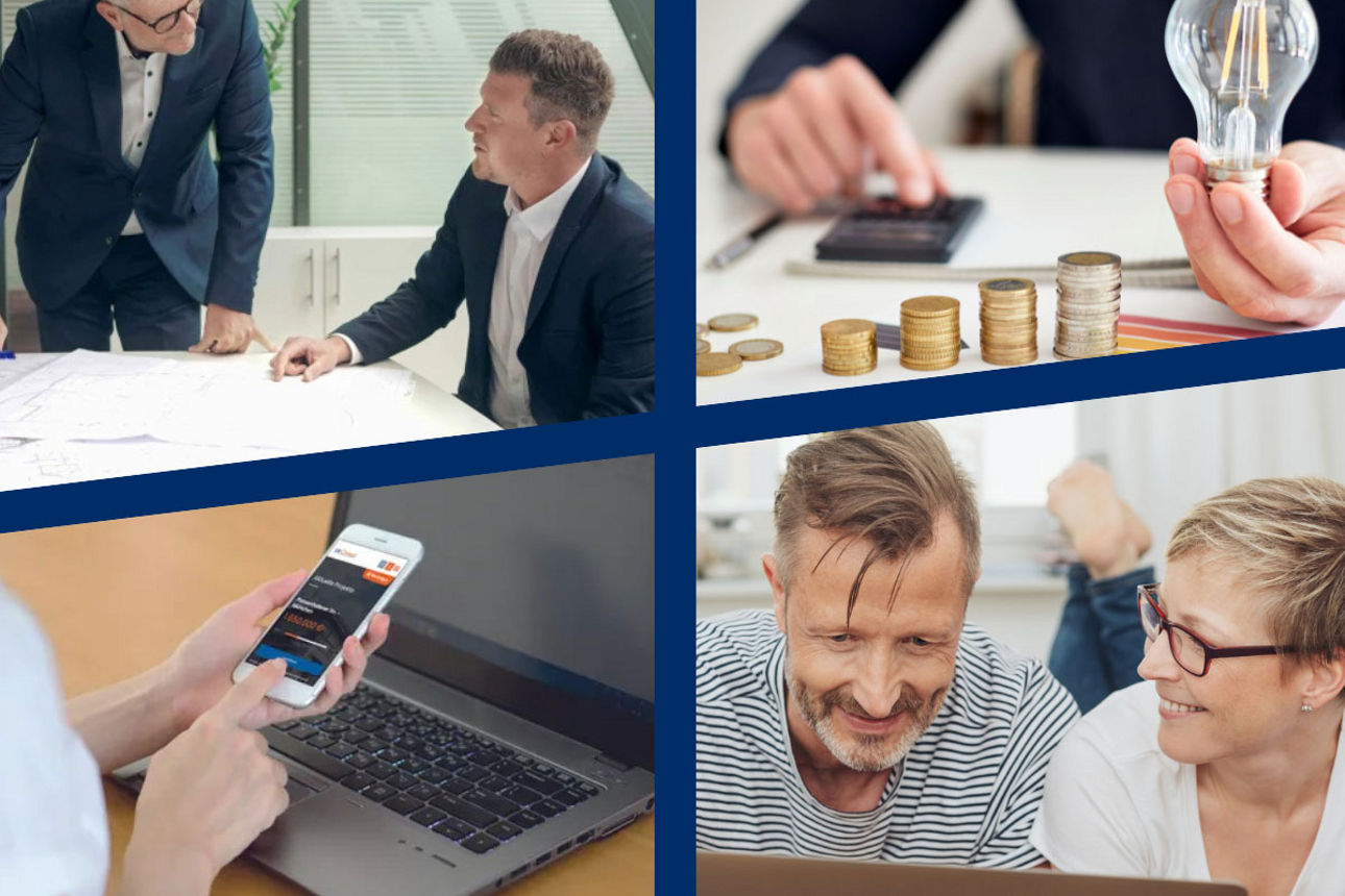 Collage mit Symbolbildern unserer Geschäftsfelder