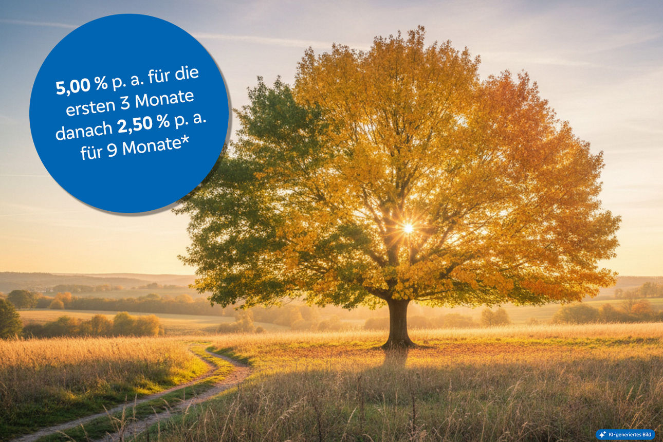 5,00 % p. a. für die ersten 3 Monate danach 2,50 % p. a. für 9 Monate*
