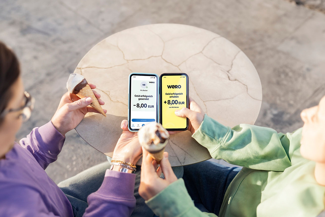 Wero auf  den Smartphones, um Eis zu zahlen