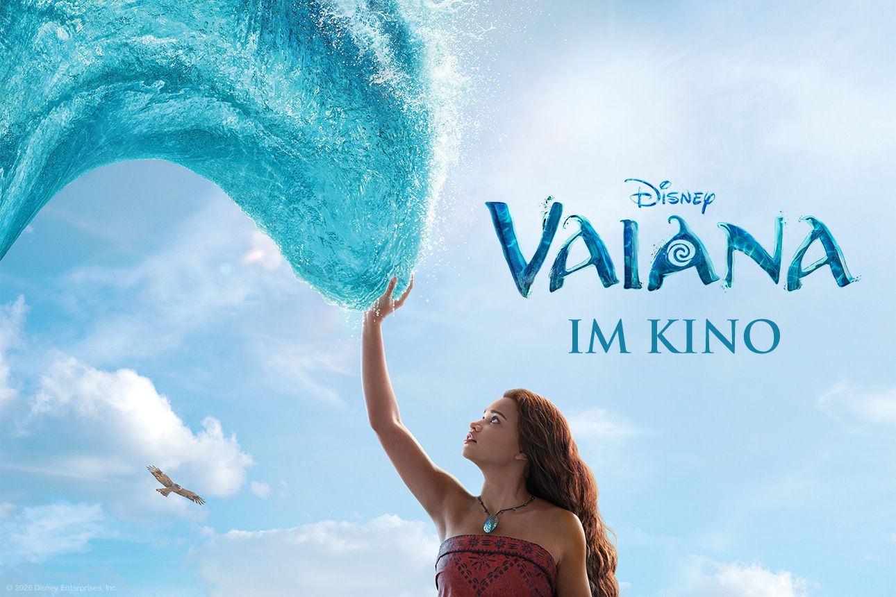 Das Titelbild vom Disney Film Vaiana - Aufschrift: Disney Vaiana - im Kino
