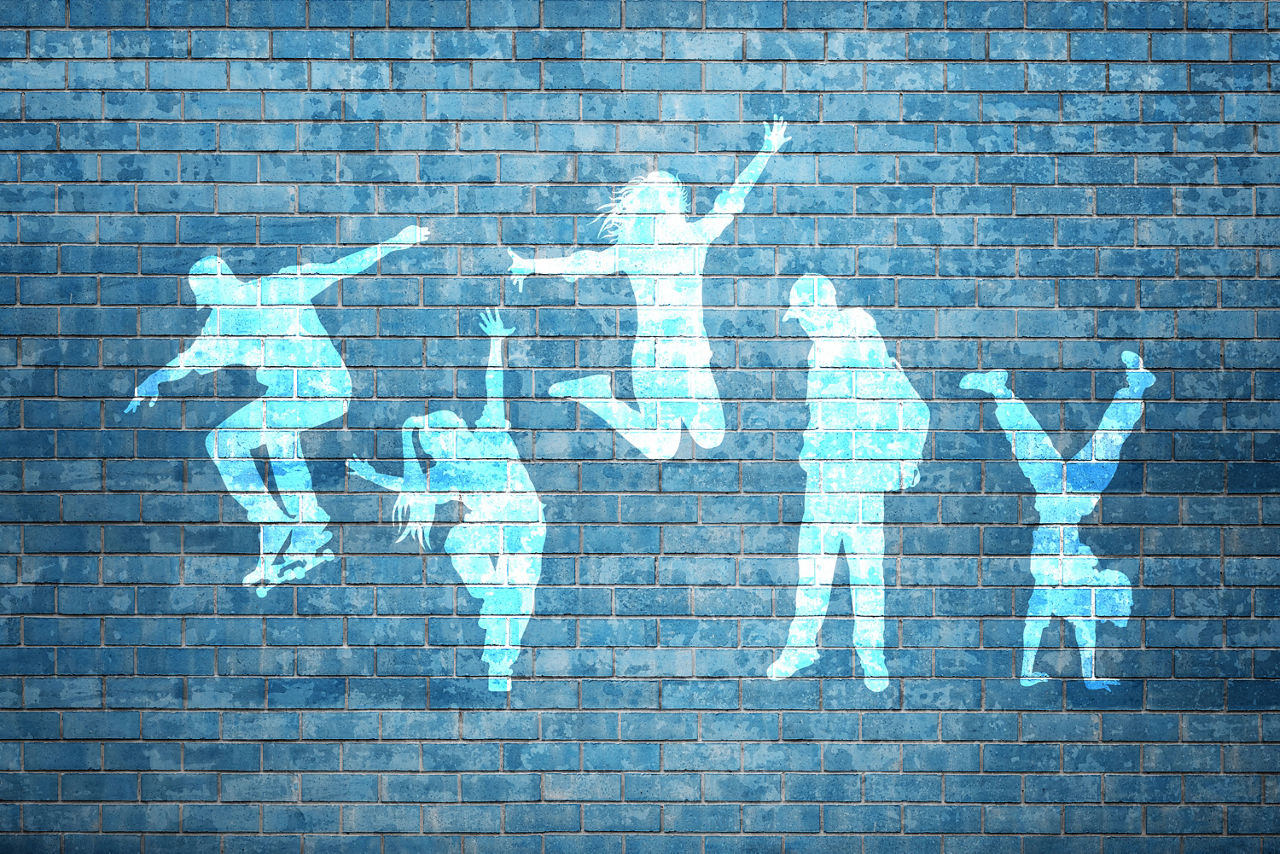 Silhouetten auf einer Wand