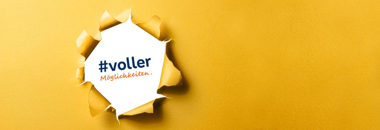 Gelbes Bild in der Mitte steht #voller Möglichkeiten