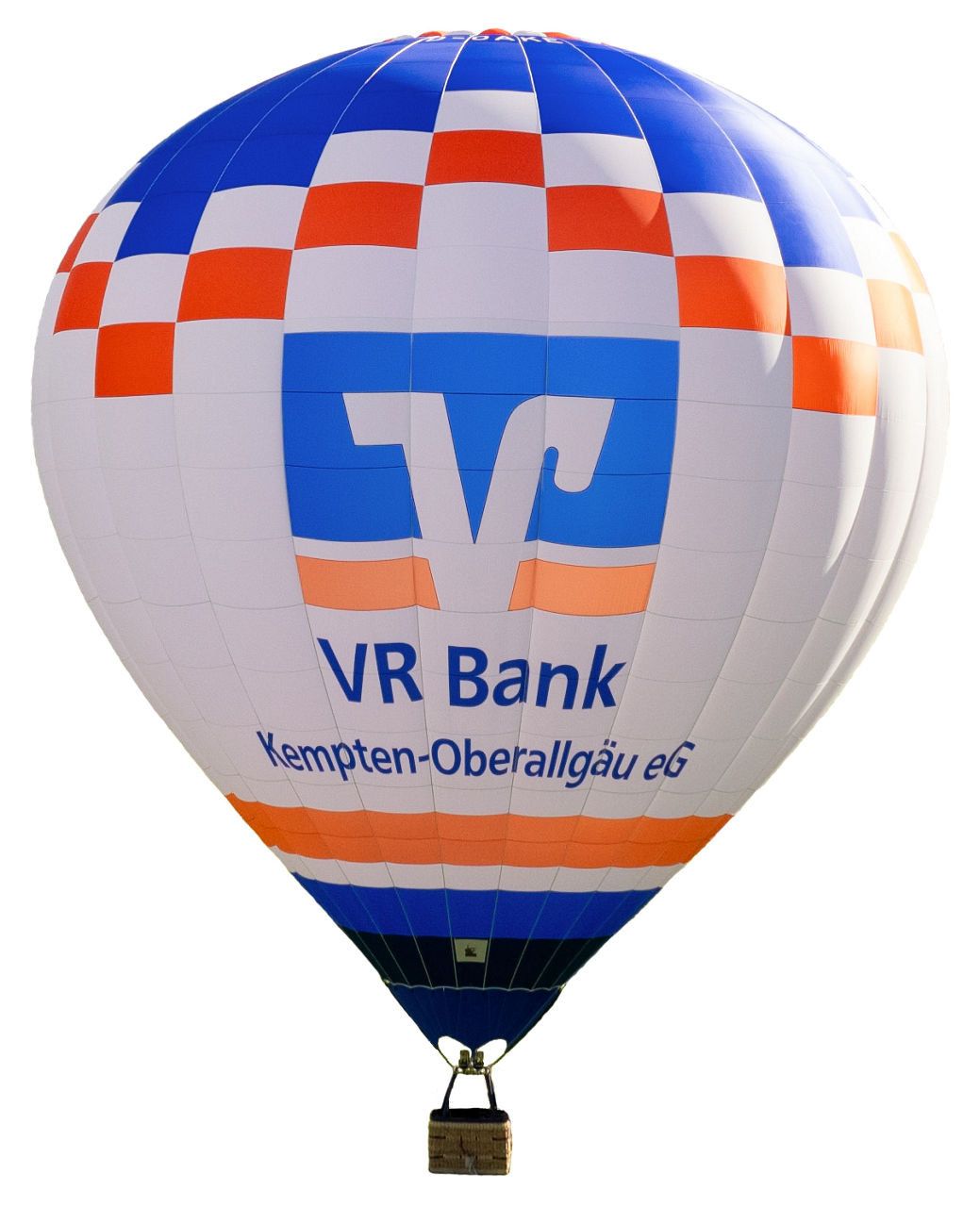 Heißluftballon der VR Bank Kempten-Oberallgaeu eG ohne Passagiere und Hintergrund