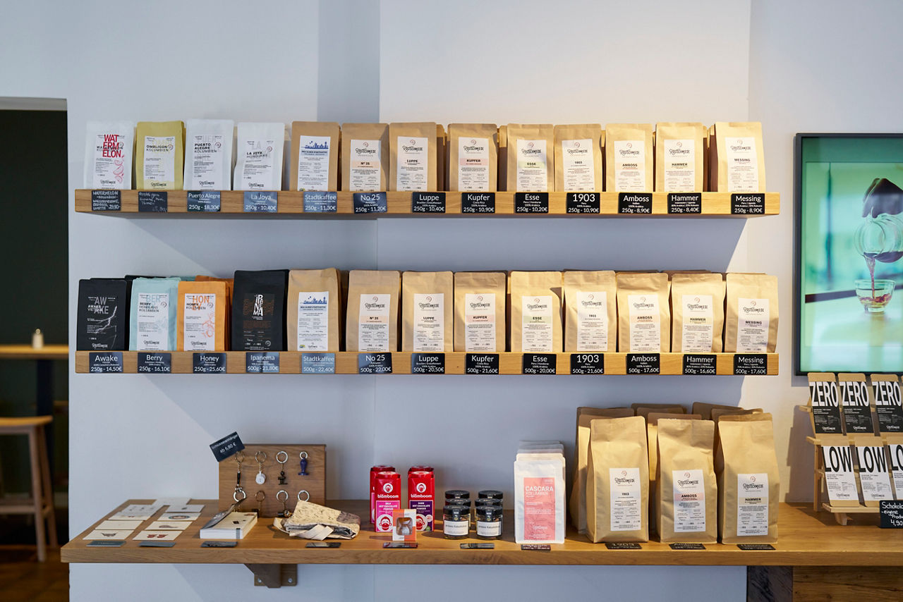 Auswahl der Kaffeesorten in der Röstschmiede