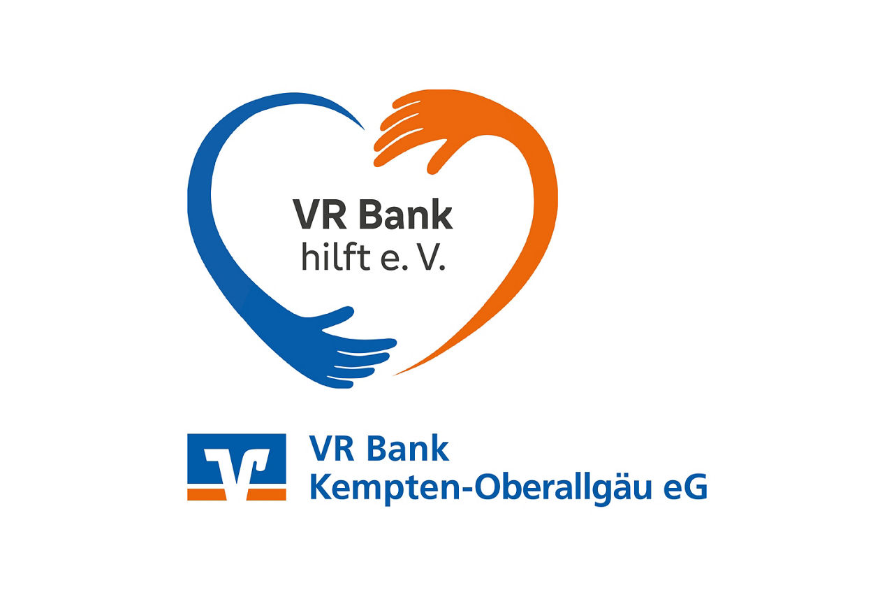 Logo VR Bank hilft e. V. bestehend aus zwei Armen, die ein Herz bilden