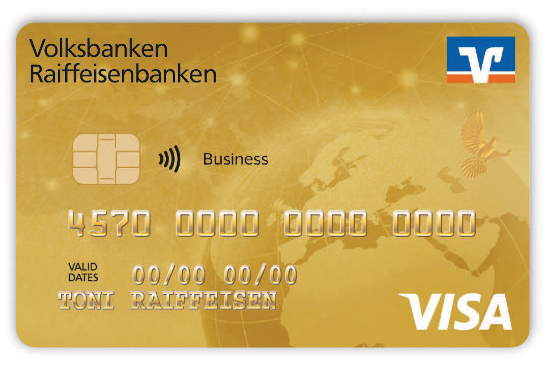Kartenabbildung der BusinessCard Gold als Visa Karte