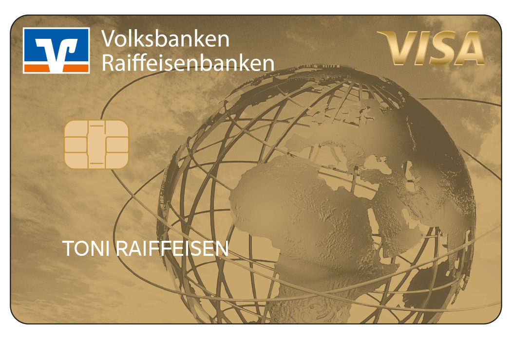 Kreditkartenabbildung GoldCard Weltkugel