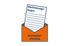 Icon: Oranger Briefumschlag in dem der Abstimmungsbogen eingelegt ist.