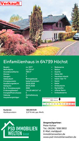 Bild von dem Haus in Höchst das bereits vermittlet wurde