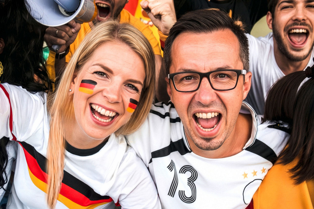 Verena Keller (Filialbereichsleitung Ebermannstadt) und Stefan Kreutzer (Filialbereichsleitung Scheßlitz) in WM-Stimmung