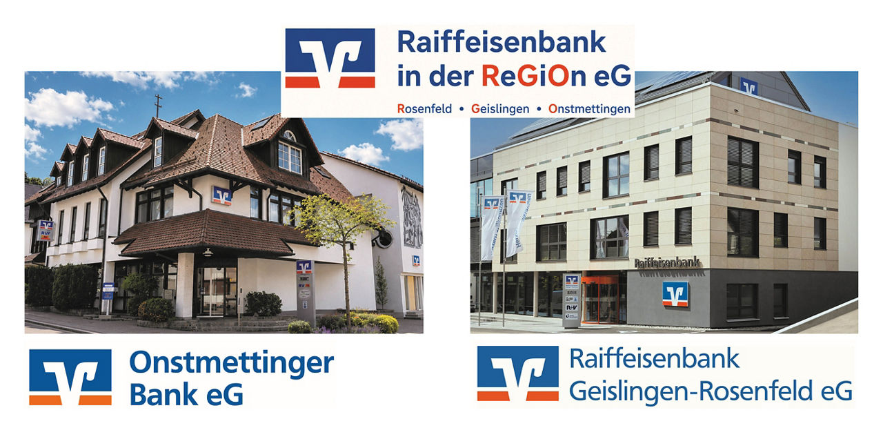 Hausansichten der Onstmettinger Bank eG und der Raiffeisenbank Geislingen-Rosenfeld