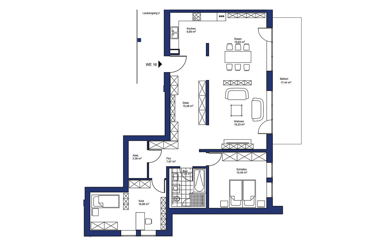 Grundriss Wohnung 16