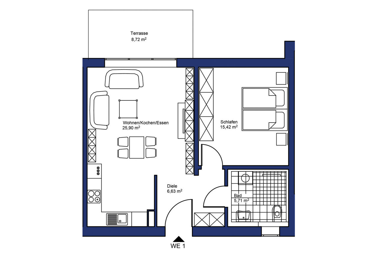 Grundriss Wohnung 1